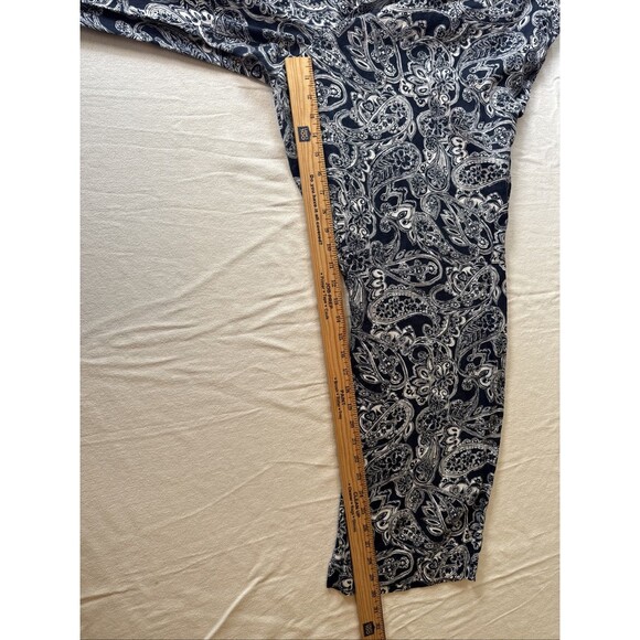 Charter Club 100% Linen Paisley Floral Comfy Pants Navy & White Size 20W Pockets - Picture 7 of 7